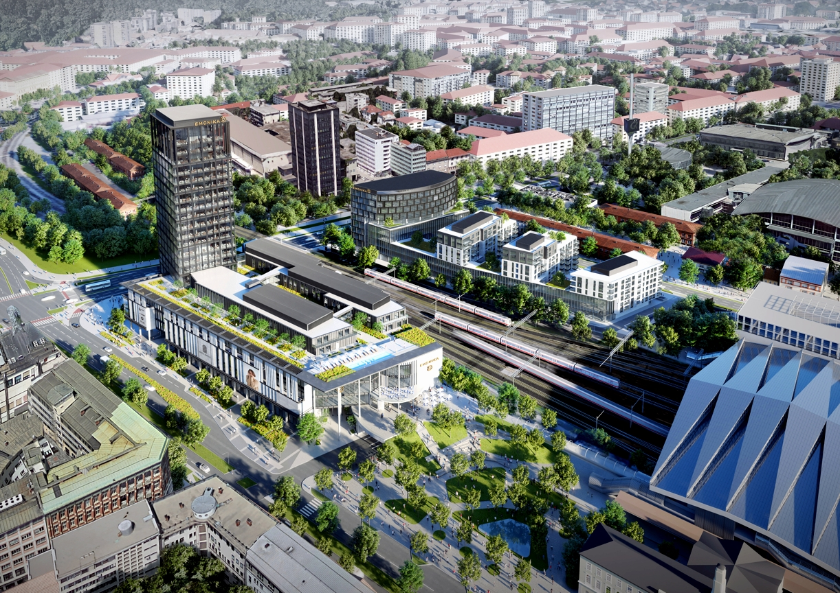 Render - računalniška risba celotnega kompleksa Emonike