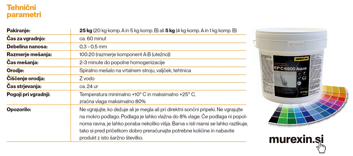 Murexin_EP C 6500 Aqua – epoksidni tankoslojni premaz na vodni osnovi